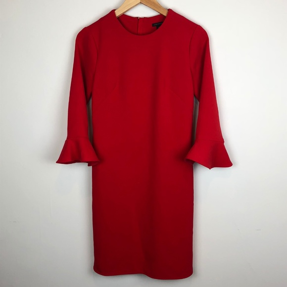 Ann Taylor Red Flared Sleeve Dress - Picture 2 of 7